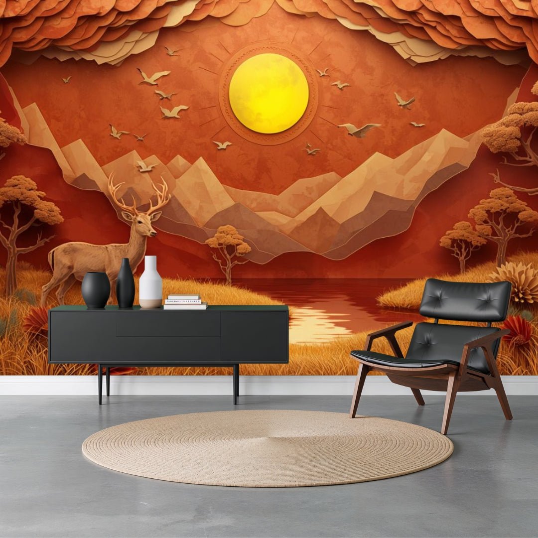 Papercraft Canyon - Paper Art Landscape Accent Wall Mural Wallpaper - Recoat