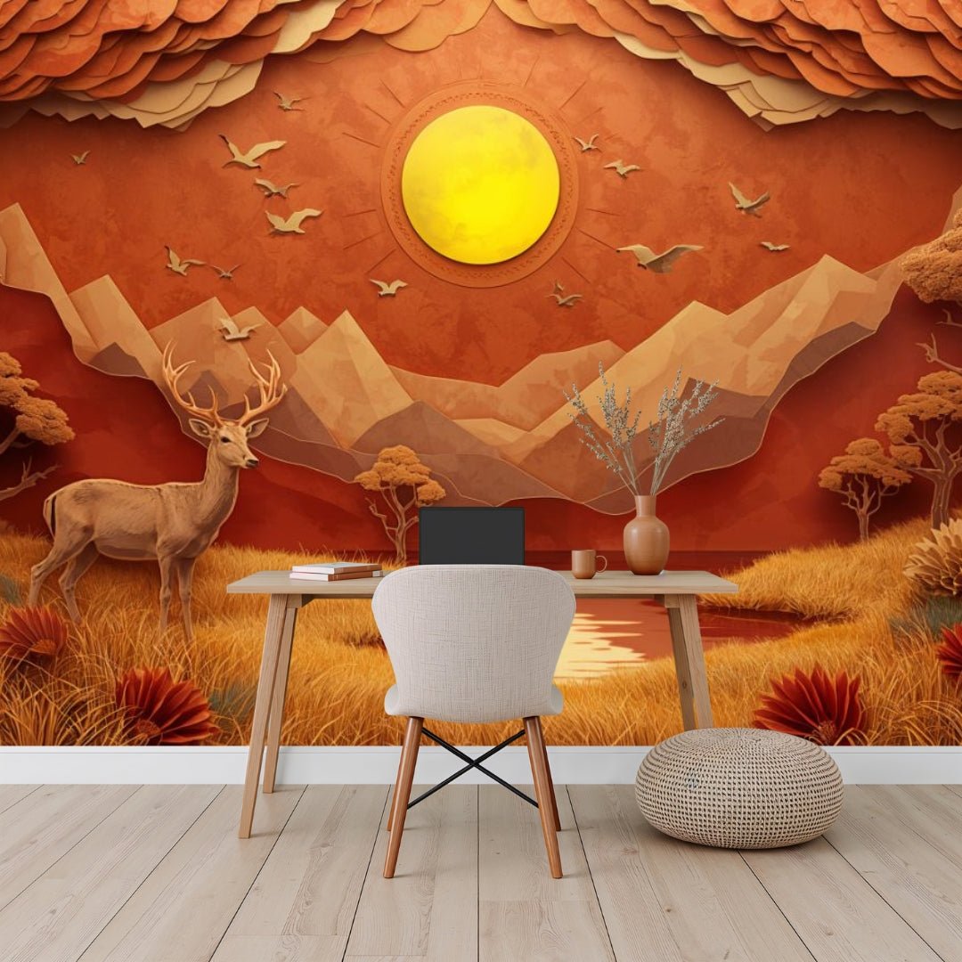 Papercraft Canyon - Paper Art Landscape Accent Wall Mural Wallpaper - Recoat