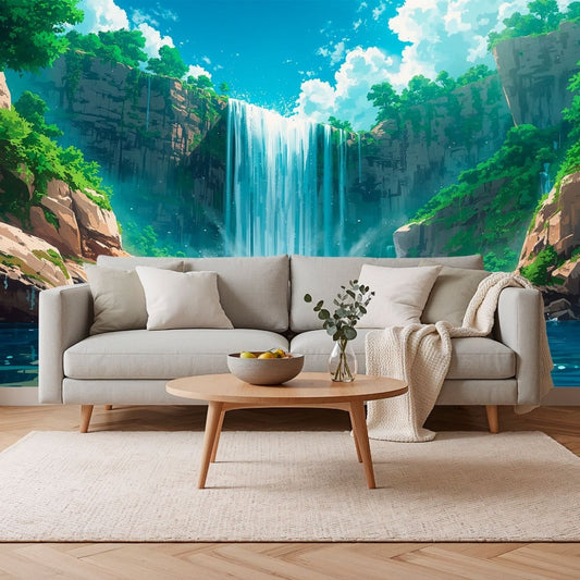 Paradise Falls - Lush Waterfall Accent Wall Mural Wallpaper - Recoat