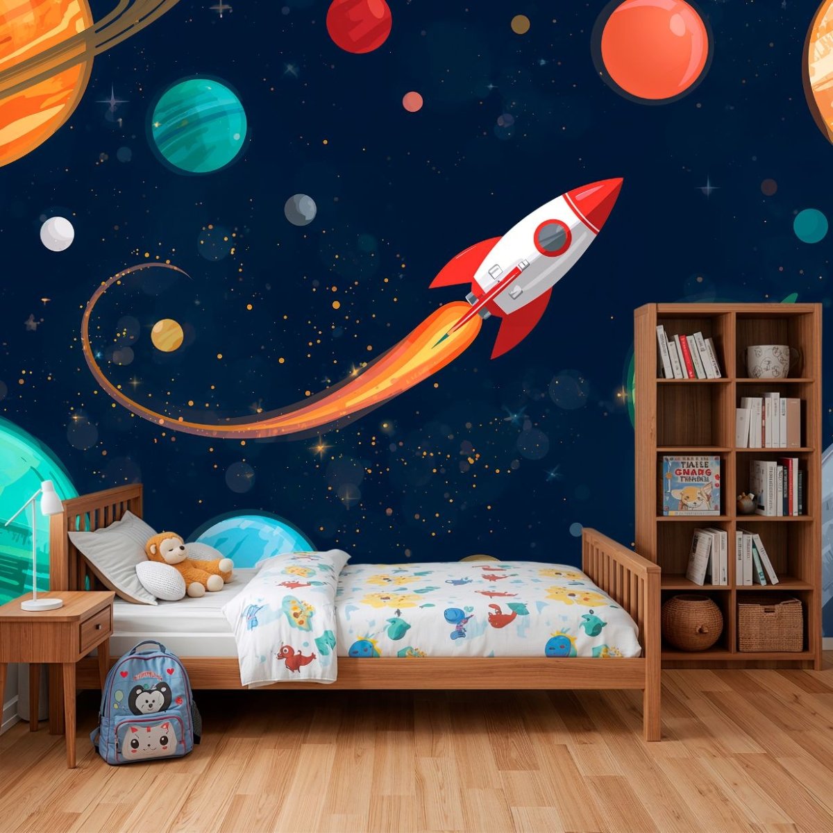 Rocket Starfield - Planet & Stars Accent Wall Mural Wallpaper - Recoat