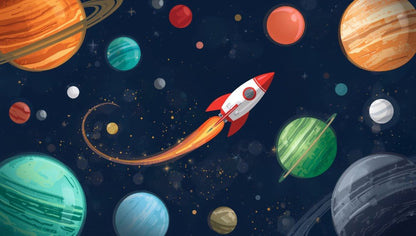 Rocket Starfield - Planet & Stars Accent Wall Mural Wallpaper - Recoat