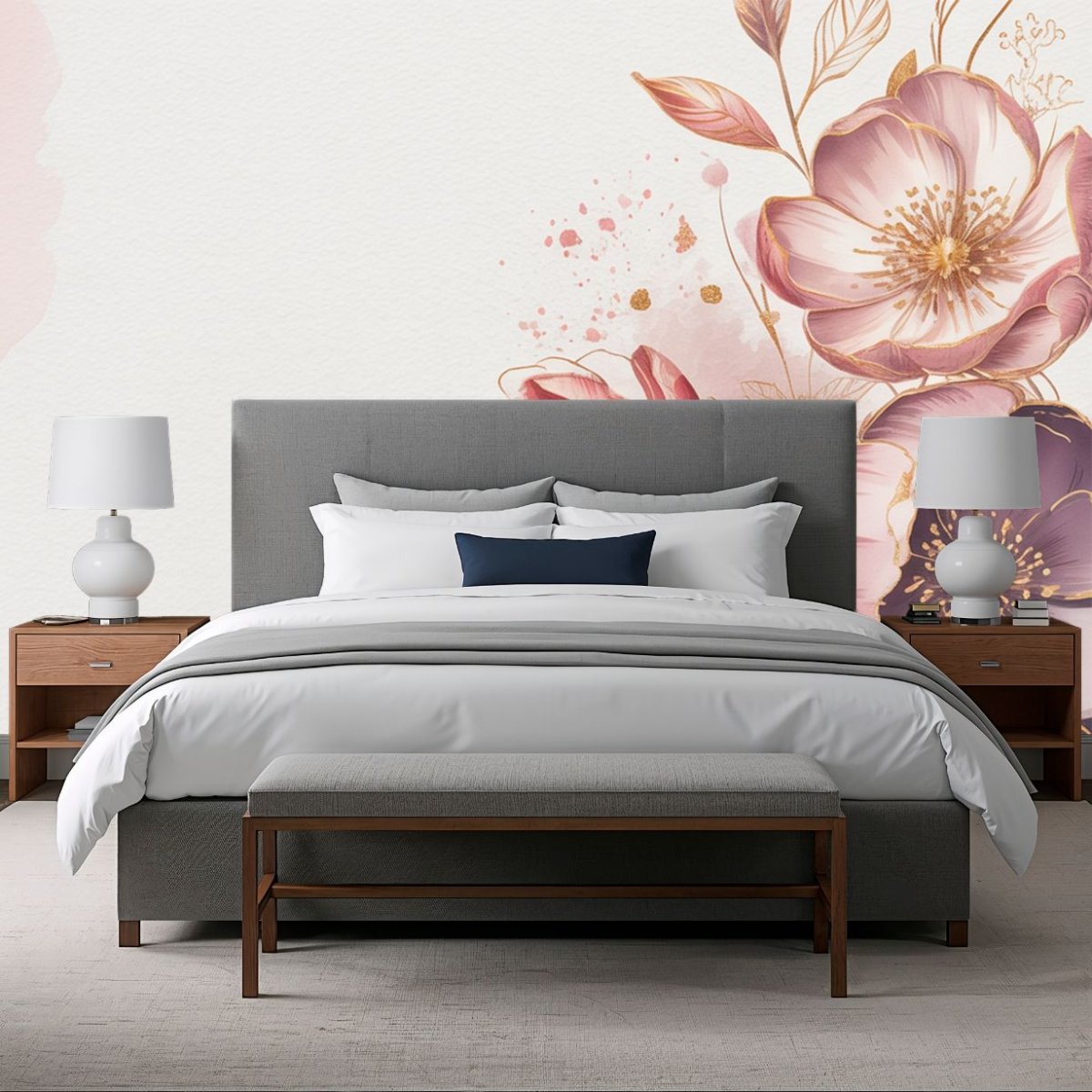 Rosy Dreams - Pink Floral Accent Wall Mural Wallpaper - Recoat