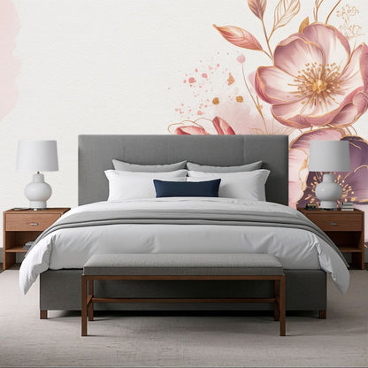 Rosy Dreams - Pink Floral Accent Wall Mural Wallpaper - Recoat