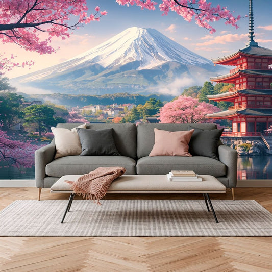 Sakura Bloom - Japanese Landscape Accent Wall Mural Wallpaper - Recoat