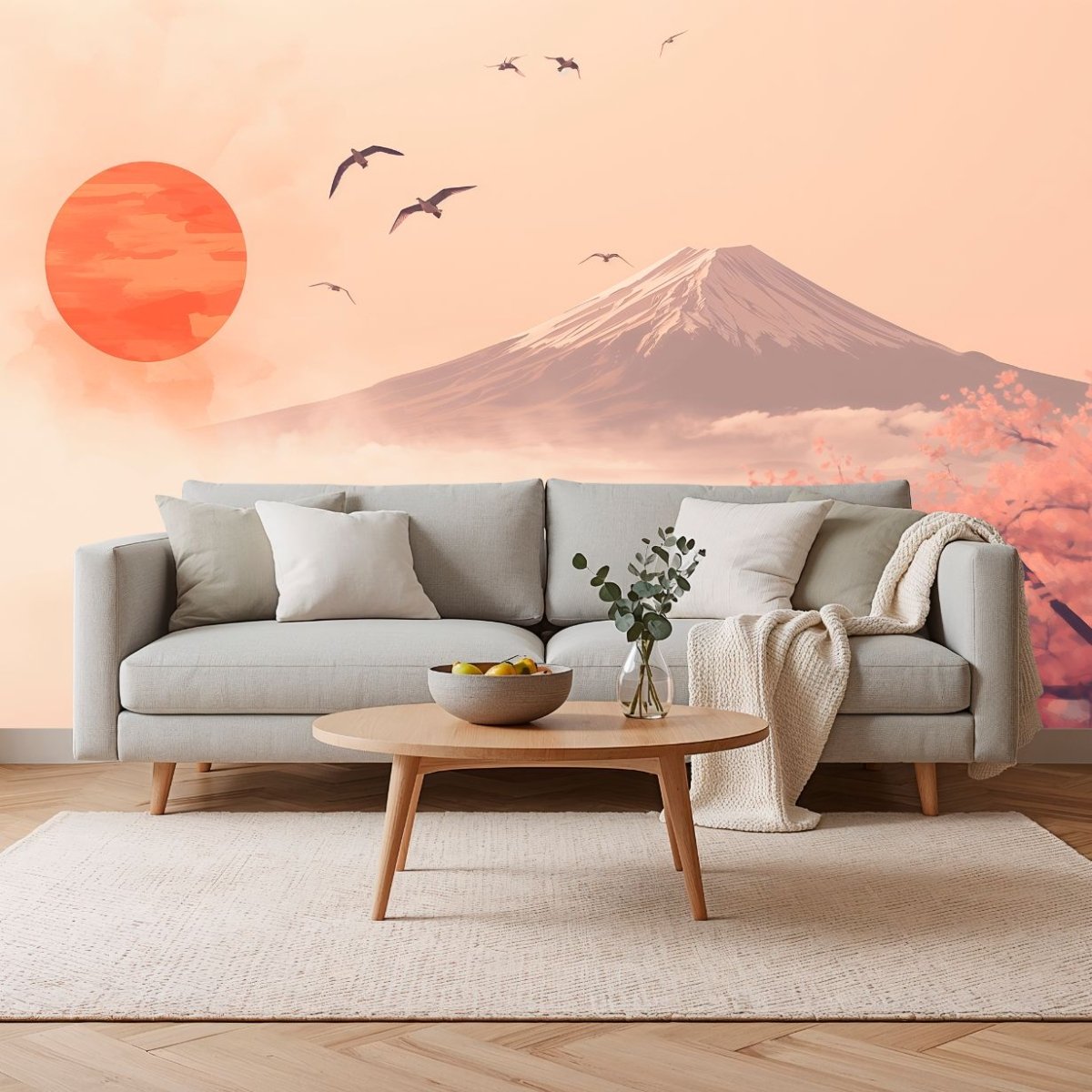 Sakura Haze - Japanese Landscape Accent Wall Mural Wallpaper - Recoat