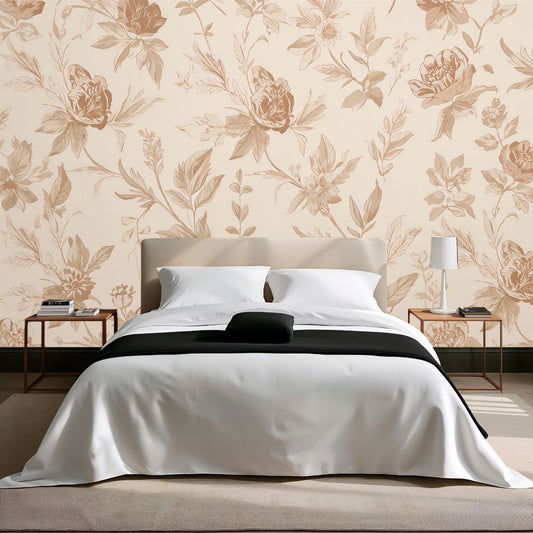 Sepia Garden - Vintage Floral Accent Wall Mural Wallpaper - Recoat