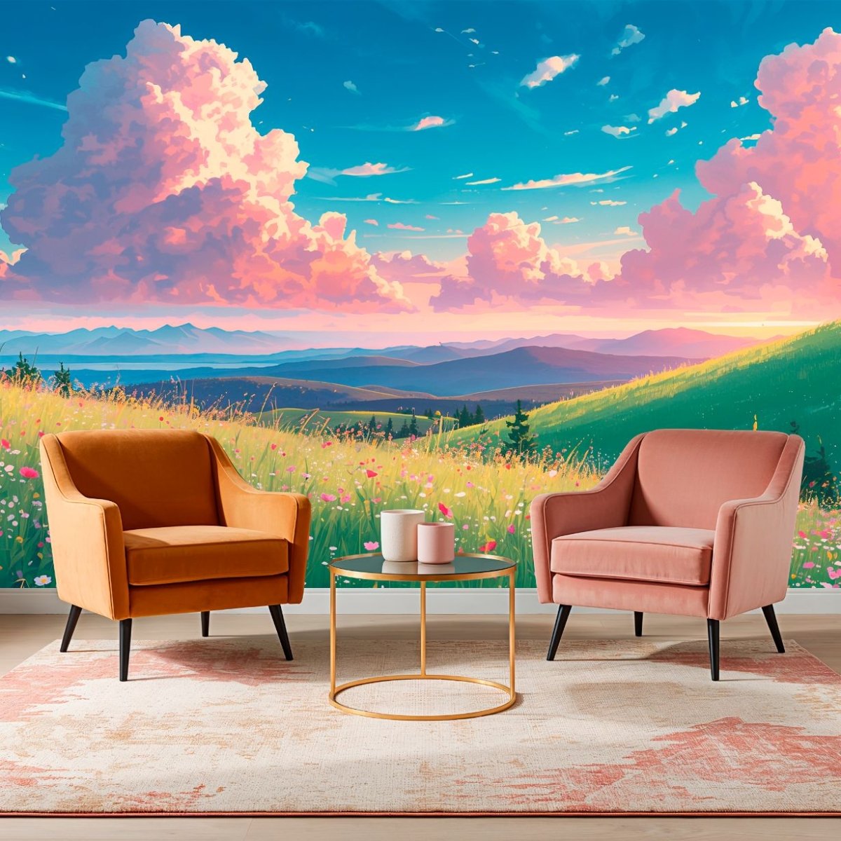 Skyfield Bloom - Dreamy Landscape Accent Wall Mural Wallpaper - Recoat