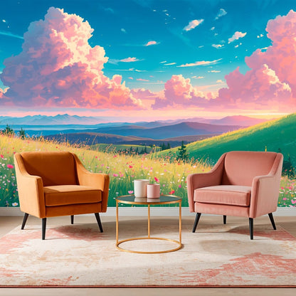 Skyfield Bloom - Dreamy Landscape Accent Wall Mural Wallpaper - Recoat