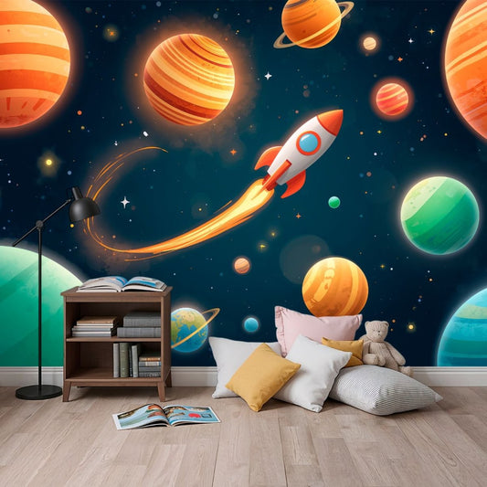 Space Adventure - Planet & Stars Accent Wall Mural Wallpaper - Recoat