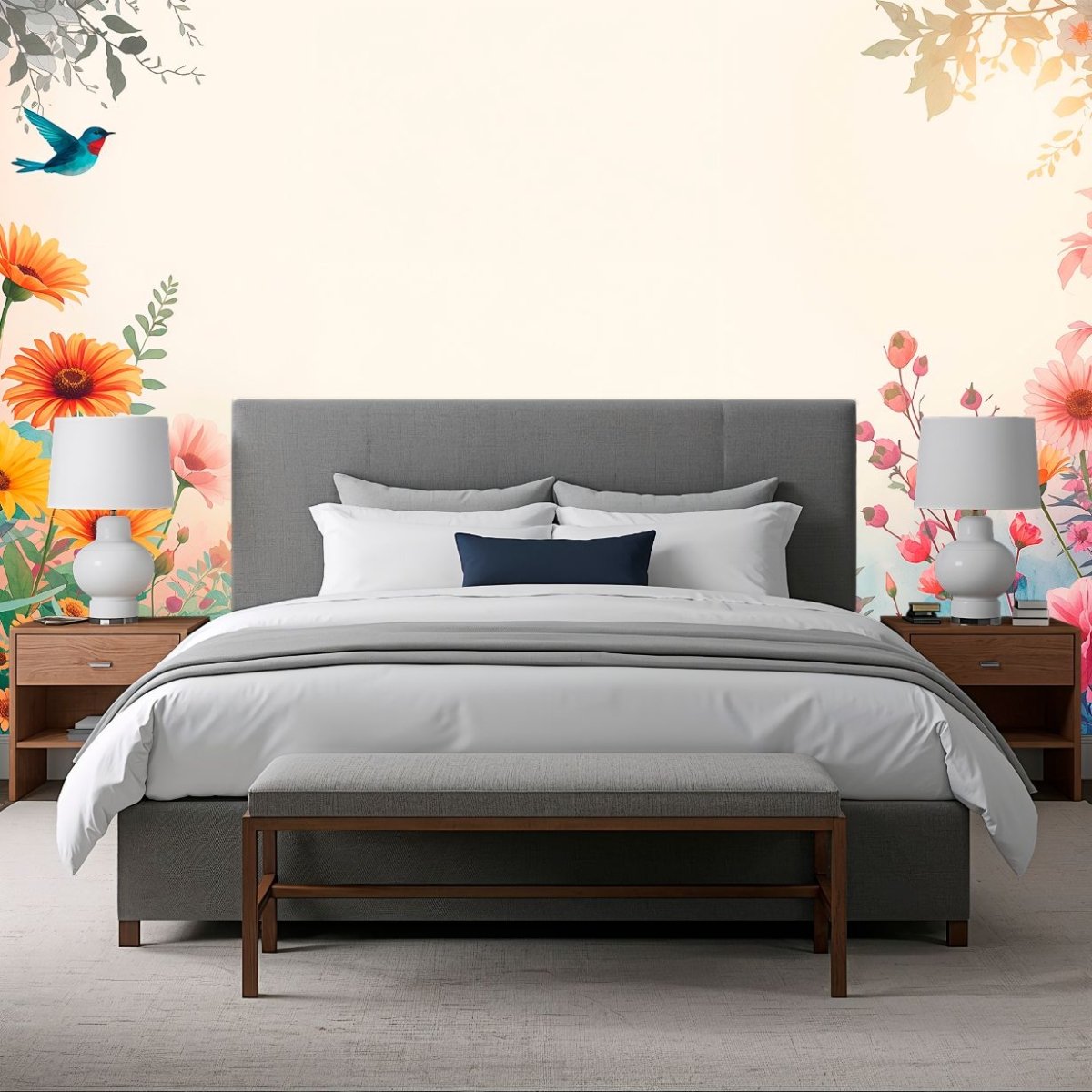 Spring Garden - Colorful Flowers Accent Wall Mural Wallpaper - Recoat