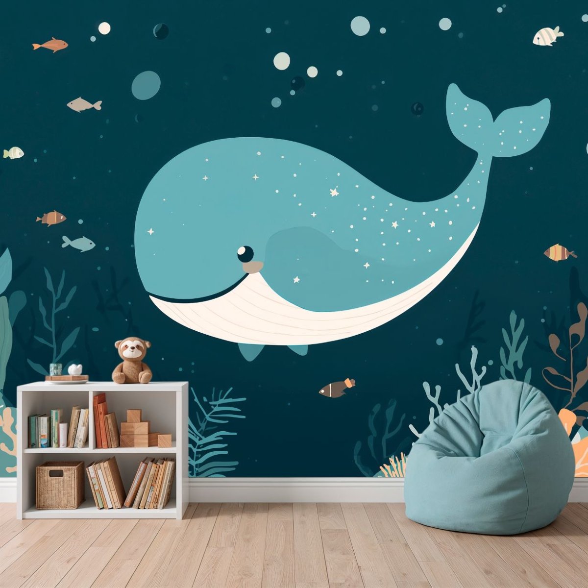 Starry Whale - Marine Life Accent Wall Mural Wallpaper - Recoat