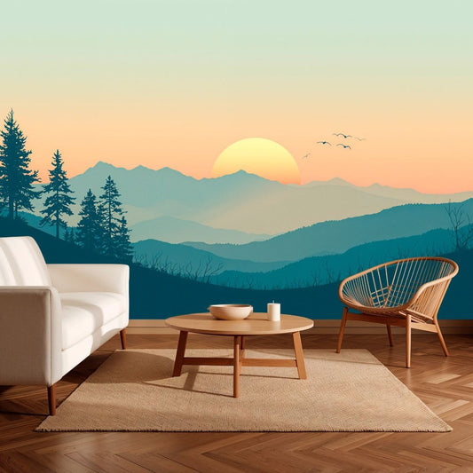 Sunset Valley - Dreamy Landscape Accent Wall Mural Wallpaper - Recoat