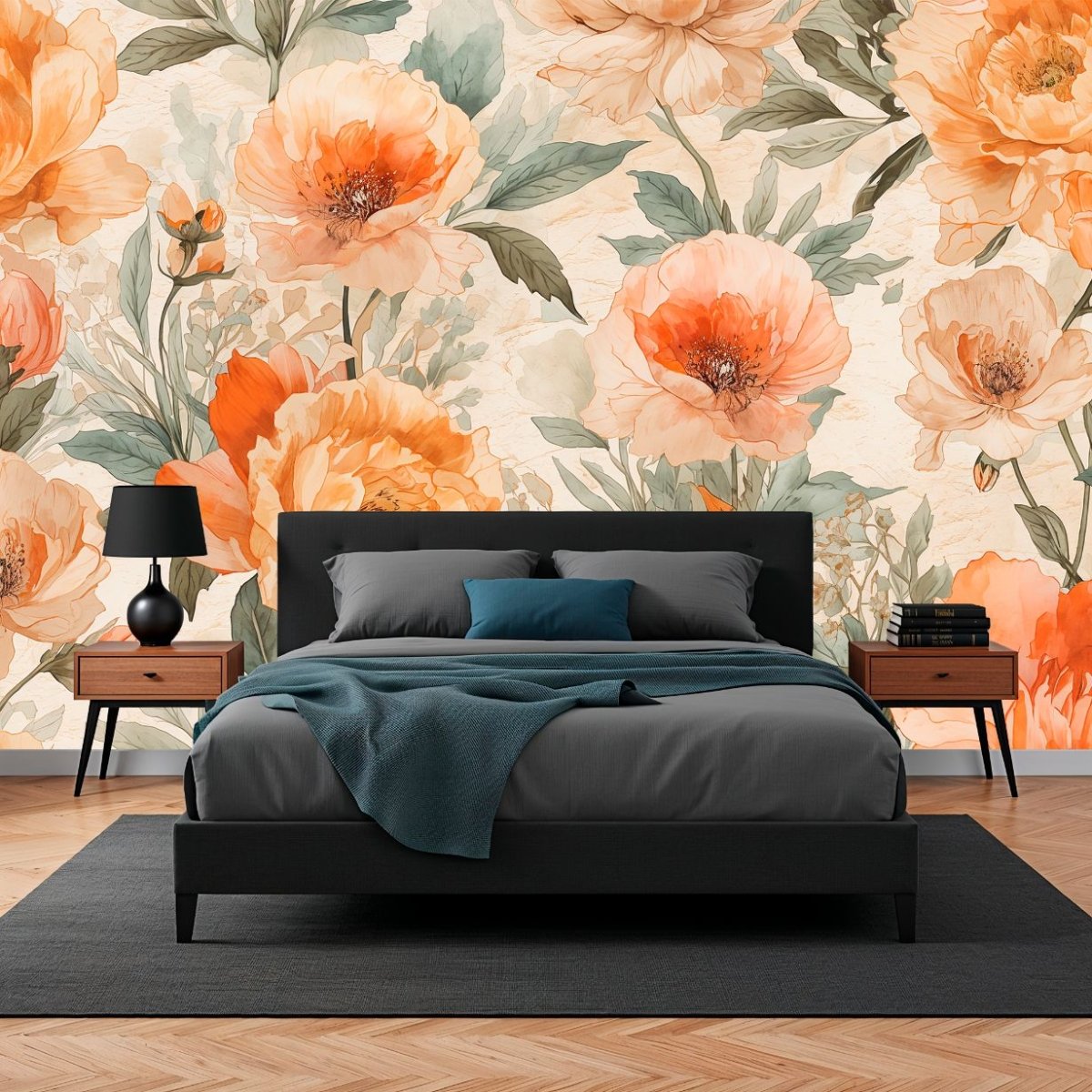 Terracotta Bloom - Rustic Floral Accent Wall Mural Wallpaper - Recoat