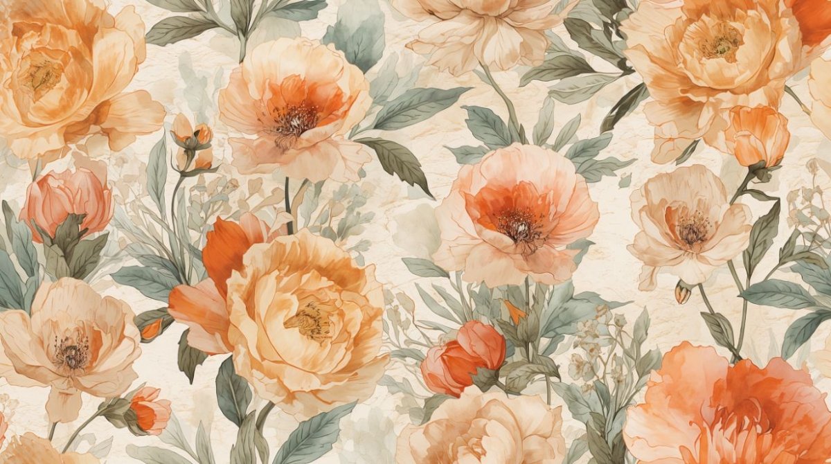 Terracotta Bloom - Rustic Floral Accent Wall Mural Wallpaper - Recoat
