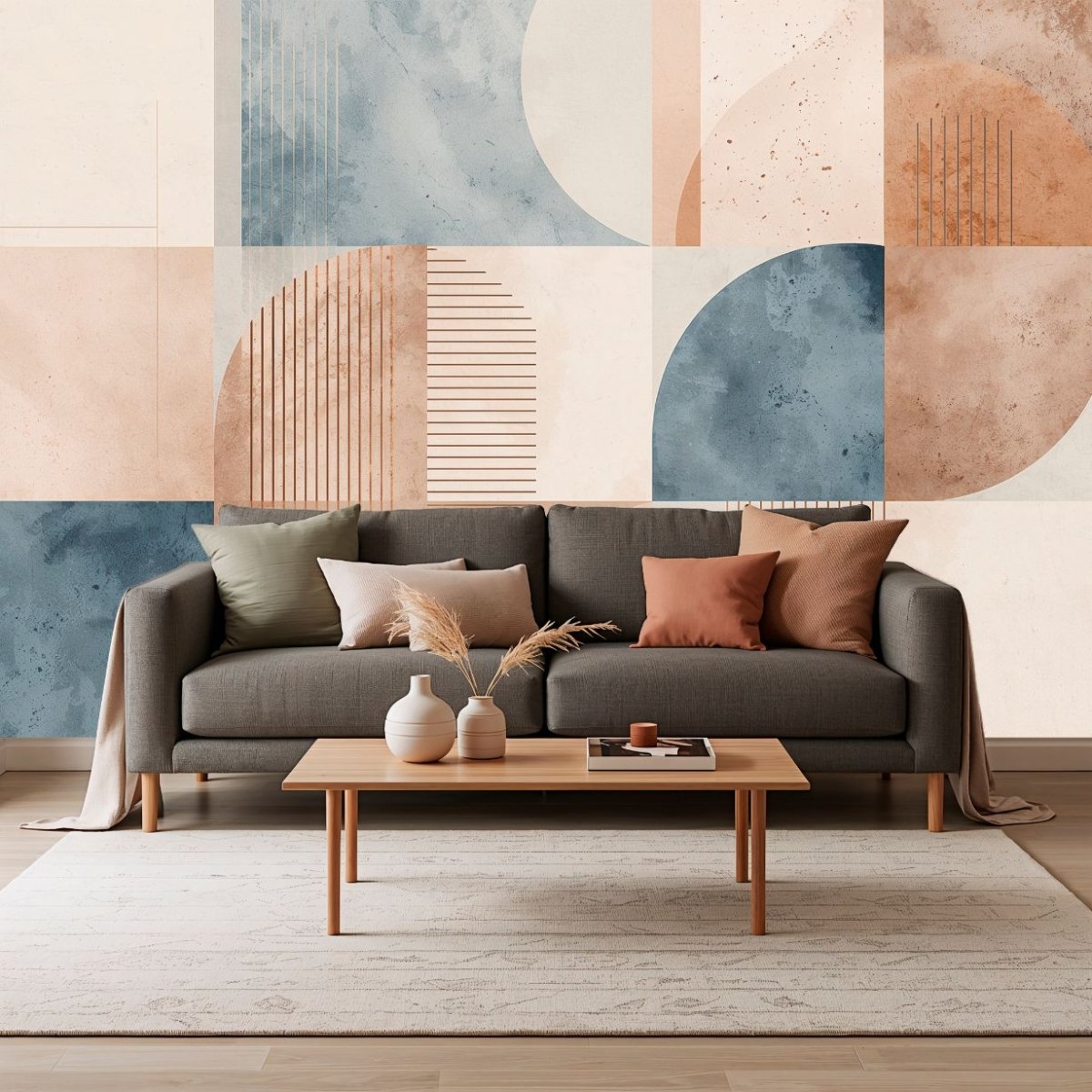Terracotta Flow - Geometric Abstract Accent Wall Mural Wallpaper - Recoat
