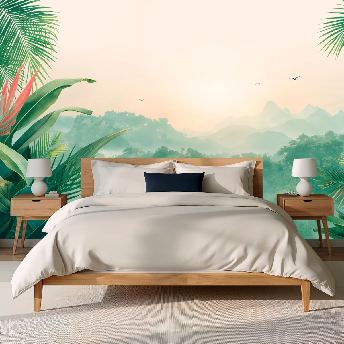 Tropical Dawn - Jungle Landscape Accent Wall Mural Wallpaper - Recoat