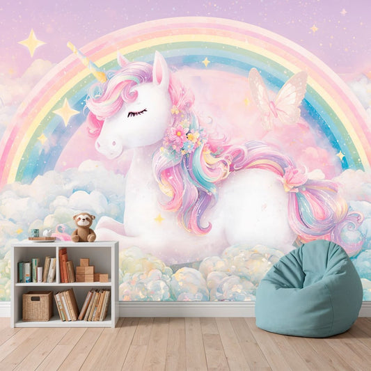 Unicorn Bloom - Unicorn Accent Wall Mural Wallpaper - Recoat