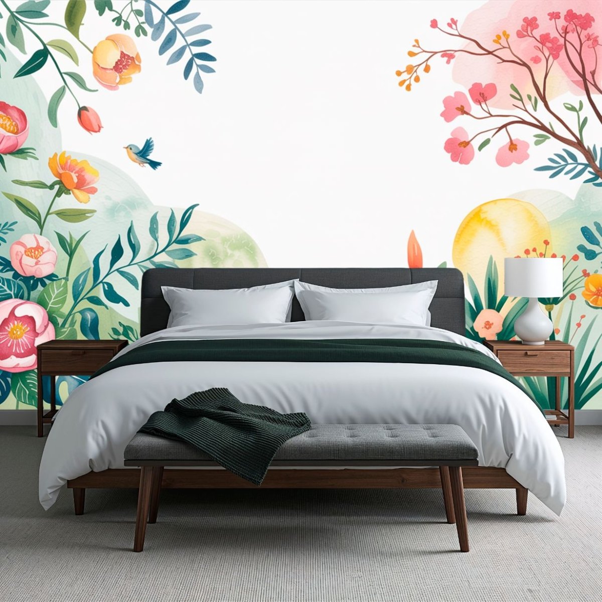 Vibrant Meadow - Watercolor Floral Accent Wall Mural Wallpaper - Recoat