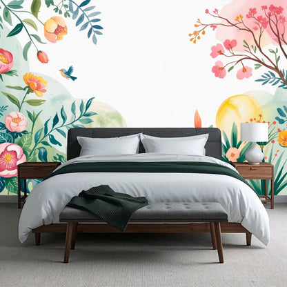 Vibrant Meadow - Watercolor Floral Accent Wall Mural Wallpaper - Recoat