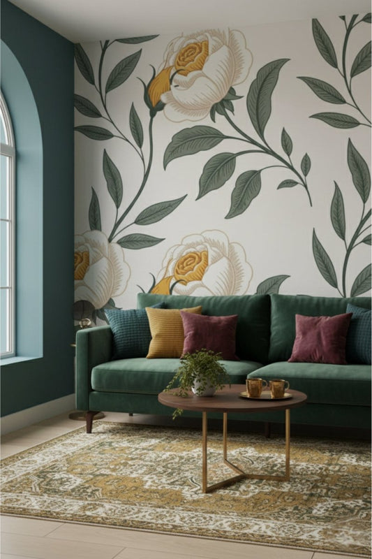 Whispering Rose - Classic Floral Accent Wall Mural Wallpaper - Recoat